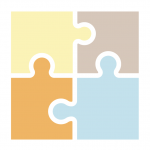 Eri värisiä palapelin paloja muodostaa neliön